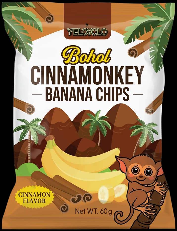 YELOYOLO Bohol Cinnamonkey Banana Chips 60 g package
