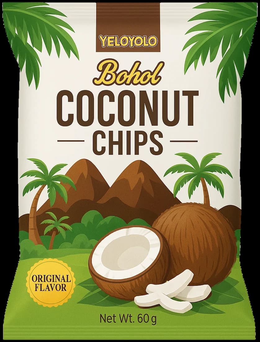 YELOYOLO Bohol Coconut Chips 60 g package