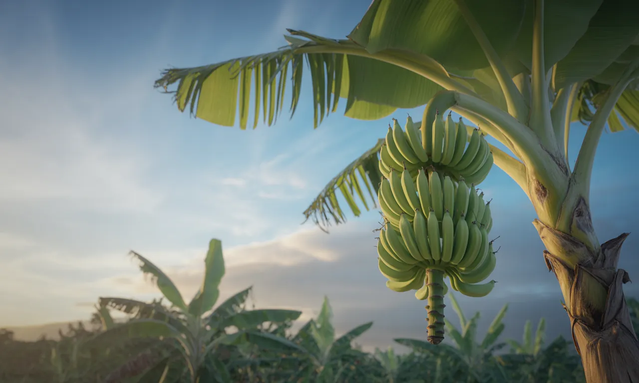 Banana palms under a tropical sky